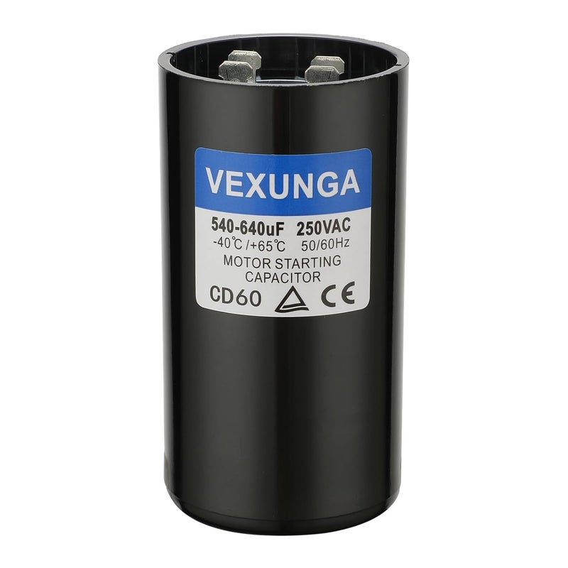 VEXUNGA 540-640 uF MFD 250 VAC 50/60 Hz Round Motor Start Capacitor CD60 Single Phase Capacitors for AC Motors Starting or Pool Pump or Well Pump - Image 1